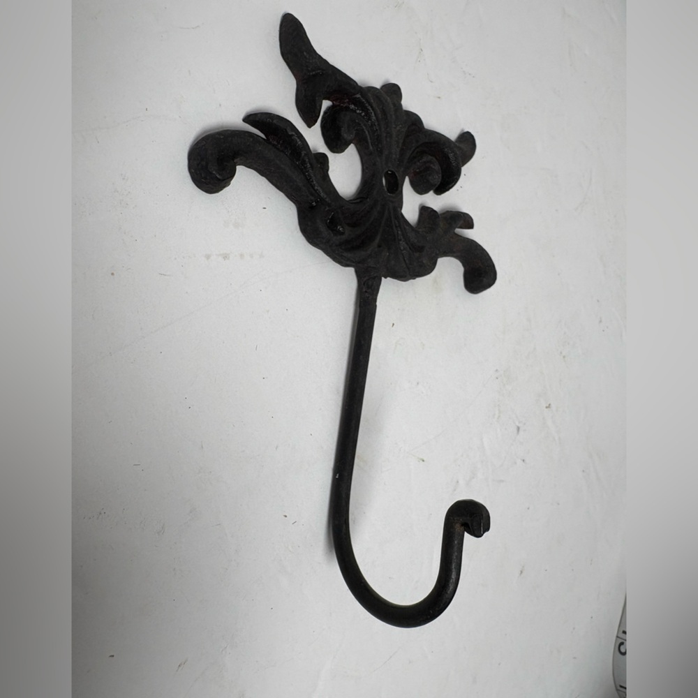 Vintage Victorian Style Cast Iron Black Wall Hook